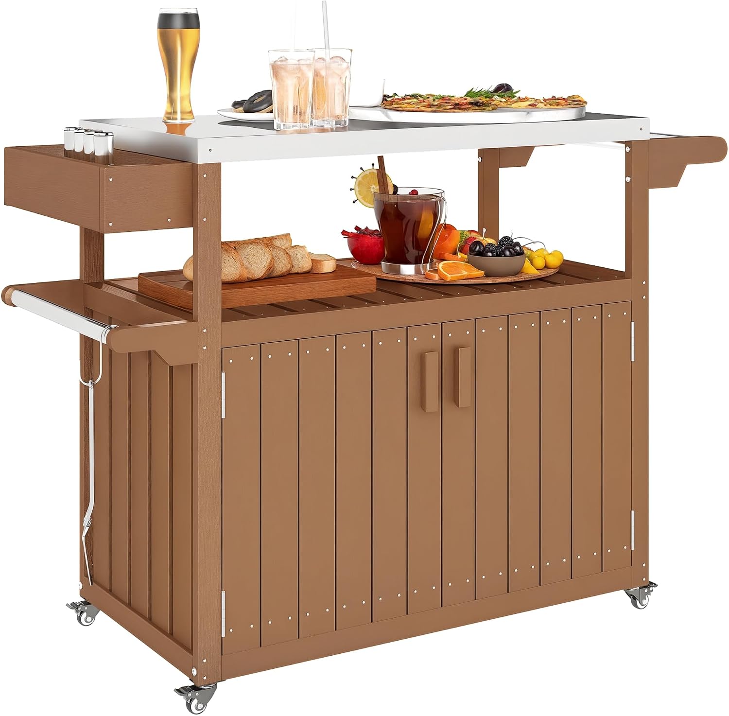 Food Storage On Wheels - Уличная тележка-бар с тумбой для хранения,