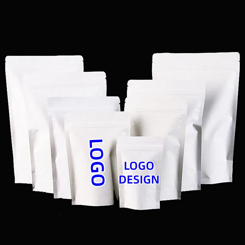 Food Storage Bags Zip Lock Pouch - 100 шт. оптом: Белые бумажные пакеты-стойки