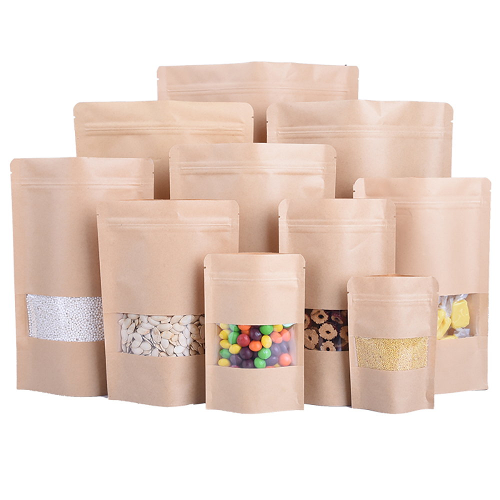 Food Storage Bags Zip Lock Pouch - 100 шт., упаковка на молнии, крафт-бумага,