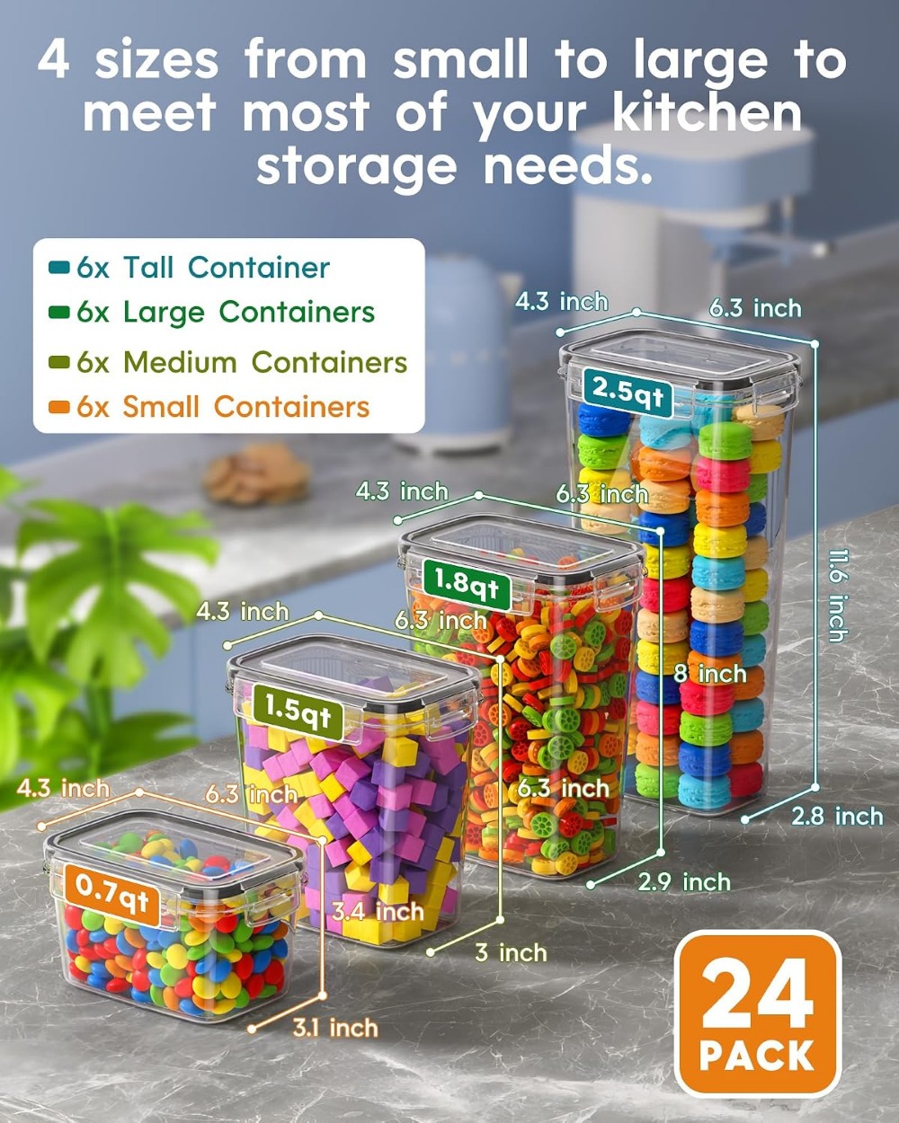 24 герметичных контейнера для  – обзор и цена Food Storage Kitchen